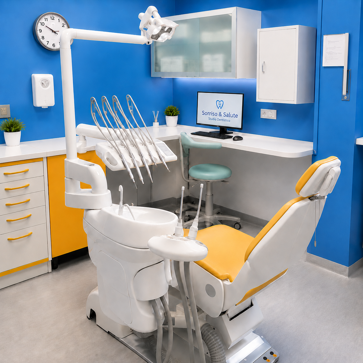 Studio dentistico moderno con riunito odontoiatrico